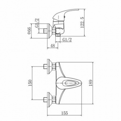 Смеситель для душа FASHUN хром (A2003) - фото 2