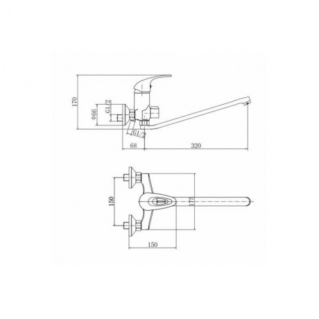 Смеситель для ванны и душа FASHUN хром (A2203) - фото 2