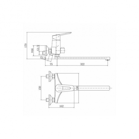 Смеситель для ванны и душа FASHUN хром (A2207) - фото 2