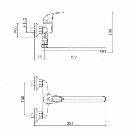 Смеситель для ванны и душа FASHUN хром (A2115) - фото 2