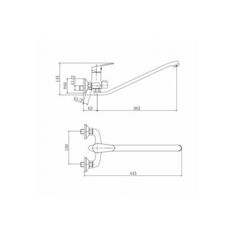 Смеситель для ванны и душа FASHUN хром (A2215) - фото 2