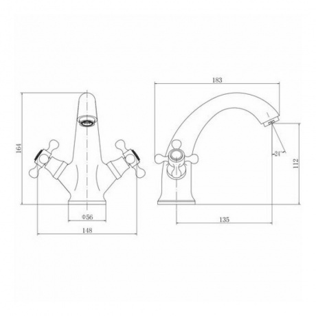 Смеситель для умывальника FASHUN хром (A1019) - фото 2