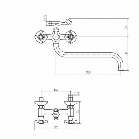 Смеситель для ванны и душа FASHUN хром (A2619-2) - фото 2