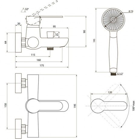 Смеситель Славен для ванны Коттедж Ф (СЛ-ОД-Ф30) - фото 2