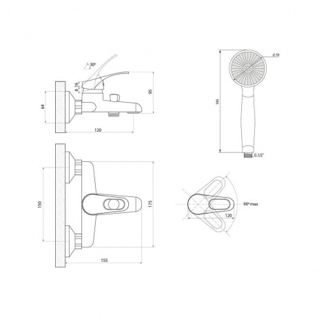 Смеситель Славен  для ванны Дача Б (СЛ-ОД-Б30) - фото 6