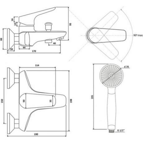 Смеситель Славен  для ванны Коттедж Г (СЛ-ОД-Г30) - фото 2