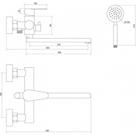 Смеситель Славен  для ванны Сталь Ж (СЛ-ОД-Ж31) - фото 2