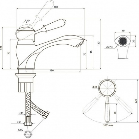 Смеситель Славен  для умывальника Коттедж М (СЛ-ОД-М10) - фото 2