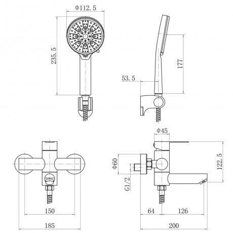 Смеситель для ванны и душа FASHUN (A53001-7) - фото 3