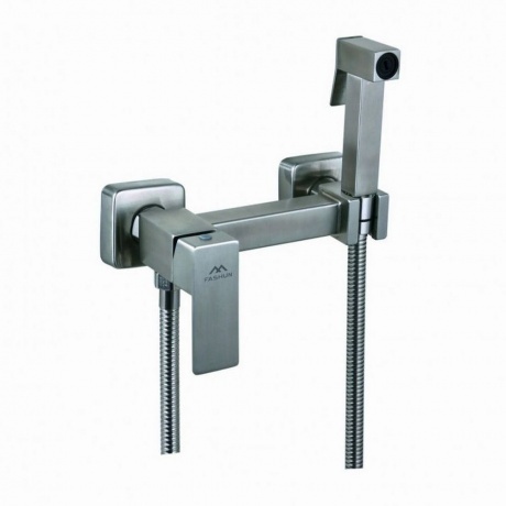 Смеситель настенный с гигиенической лейкой FASHUN (A57504) сатин