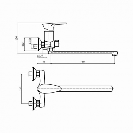 Смеситель для ванны и душа PLSTART (PL2205-7) - фото 2