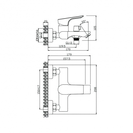 Смеситель OLIVE'S для ванны PORTO (11201PR) - фото 6