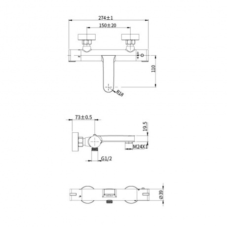 Смеситель OLIVE'S для ванны TERMO (34200TM) - фото 2