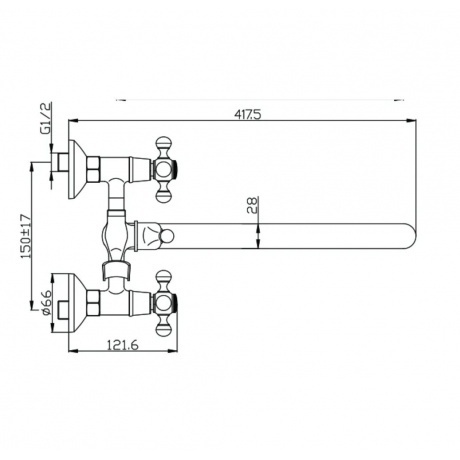 Смеситель OLIVE'S для ванны с длинным изливом GIRONA (01221GR) - фото 3