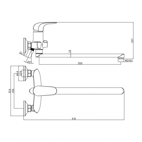 Смеситель OLIVE'S для ванны с длинным изливом CASTILLA (07221CS) - фото 3
