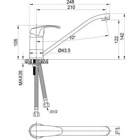 Смеситель OLIVE'S для кухни AVILA (02400-1AV) - фото 2