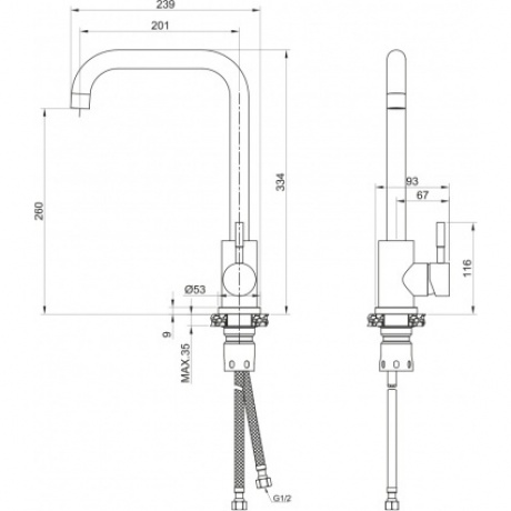 Смеситель OLIVE'S для кухни BALEAR (13435-2BLB) - фото 3