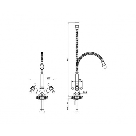 Смеситель OLIVE'S для кухни с гибким изливом GIRONA (01435GR) - фото 2