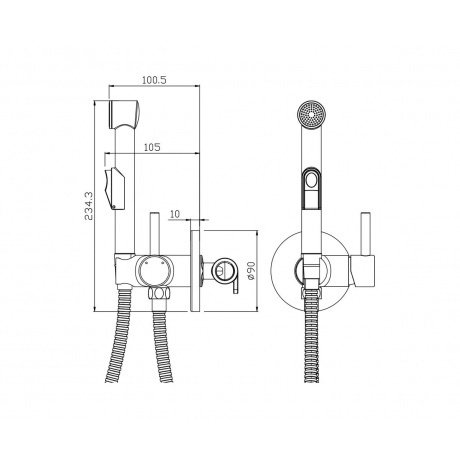 Смеситель OLIVE'S встраиваемый с гигиенической лейкой BALEAR (13131BL) - фото 3