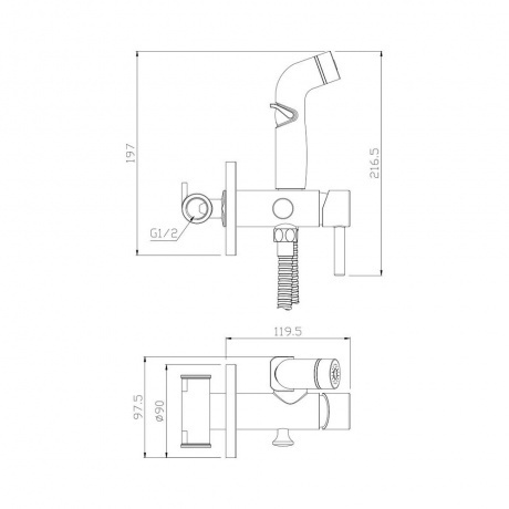 Смеситель OLIVE'S встраиваемый с гигиенической лейкой BALEAR (13142BL) - фото 2