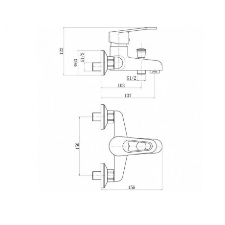 Смеситель PLSTART для ванны и душа хром (PL3206) - фото 2