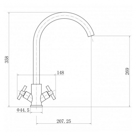 Смеситель FASHUN для кухни двухручковый сатин (A54028) - фото 2