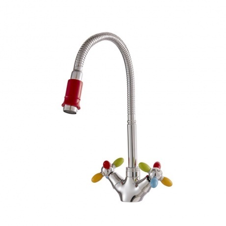 Смеситель FASHUN для кухни со сменной цветной насадкой в комплек...