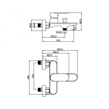 Смеситель FASHUN для ванны и душа хром (A3285) - фото 3