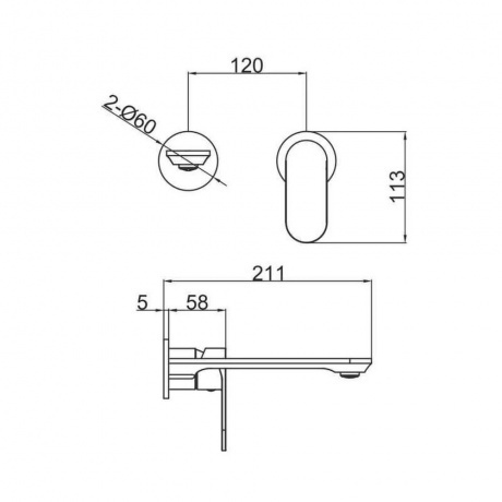 Смеситель FASHUN встраиваемый с изливом чёрный (A1185-7) - фото 2