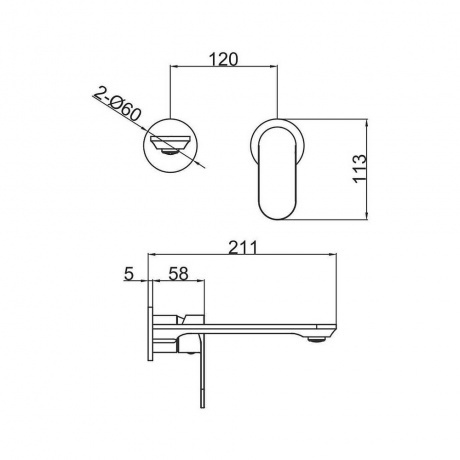 Смеситель FASHUN встраиваемый с изливом хром (A1185) - фото 2