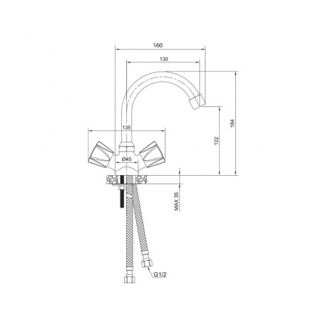 Смеситель OLIVE'S для раковины CATALONA (23110CT) - фото 2