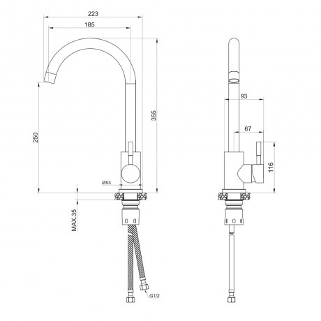 Смеситель OLIVE'S для кухни нержавеющая сталь белый BALEAR(13435-1BLW) - фото 2