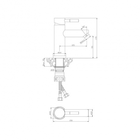 Смеситель OLIVE'S для раковины нержавеющая сталь черный BALEAR (13100BLB) - фото 2
