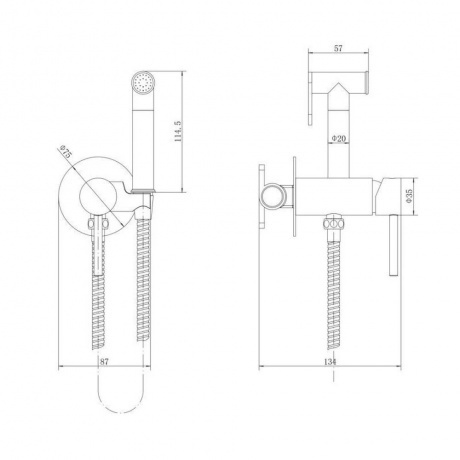 Смеситель FASHUN встраиваемый в комплекте с гигиенической лейкой (A7505) - фото 2