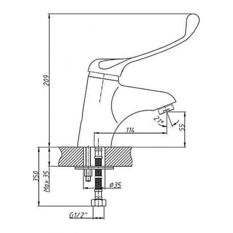 Смеситель для раковины с хирургической ручкой Haiba (HB1054) - фото 2