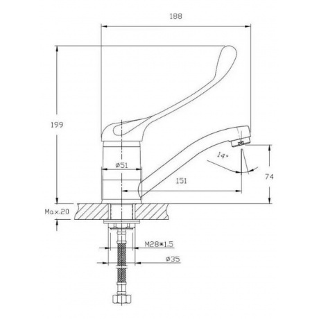 Смеситель для кухни с хирургической ручкой Haiba (HB4554-2) - фото 2