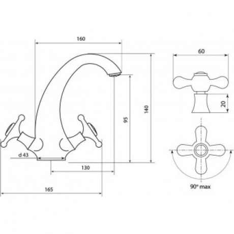 Смеситель Славен для умывальника с литым изливом (СЛ-ДВ-О10) - фото 2