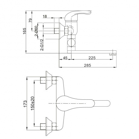 Смеситель д/ванны с длинным изливом OLISAN PROFI (PF15102) - фото 2