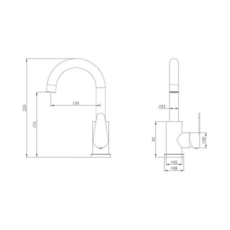 Смеситель для раковины нержавеющая сталь OLISAN STEEL (ST1002) - фото 2
