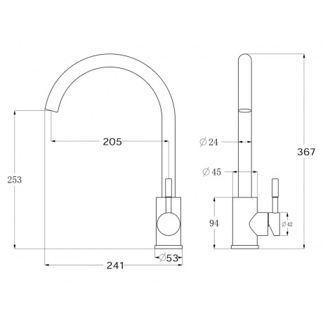 Смеситель для кухни ЧЕРНЫЙ нержавеющая сталь OLISAN STEEL (ST1007B) - фото 2