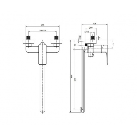 Смеситель для ванны с длинным изливом NAVARRA (25221NR) - фото 2