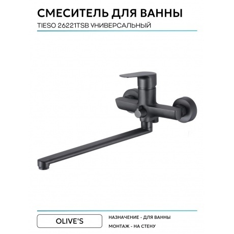 Смеситель для ванны с длинным изливом TIESO (26221TSB) - фото 3
