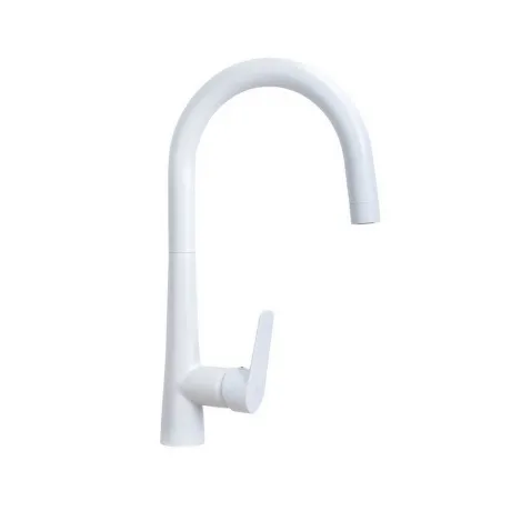 Смеситель для мойки Славен с высоким изливом, одноручный, белый,...