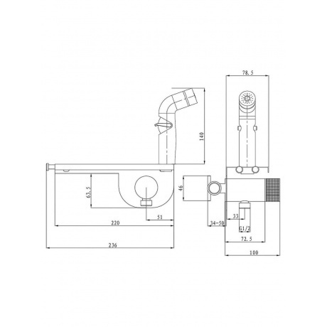 Смеситель с гигиеническим душем ESKO &quot;Bangkok Black&quot; (SMHBGB) - фото 2