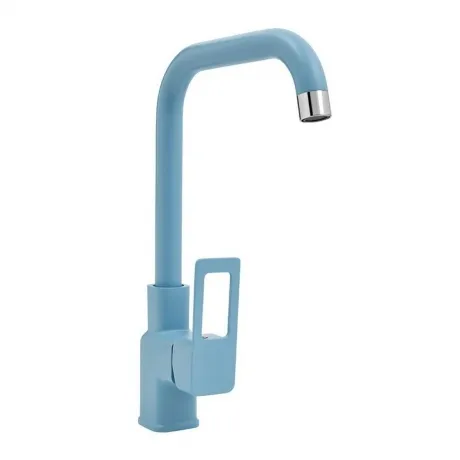 Смеситель для мойки Славен "Коттедж" с высоким  изливом, синий (...