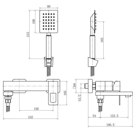 Смеситель для ванны FASHUN с душевым гарнитуром (A53117) - фото 2