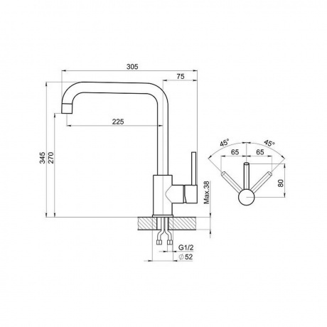 Смеситель для кухни GRANULA Kitchen Space (7110, СТАЛЬ МАТОВАЯ) - фото 3