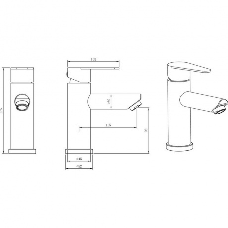 Смеситель для раковины нержавеющая сталь OLISAN STEEL (ST1100) - фото 2