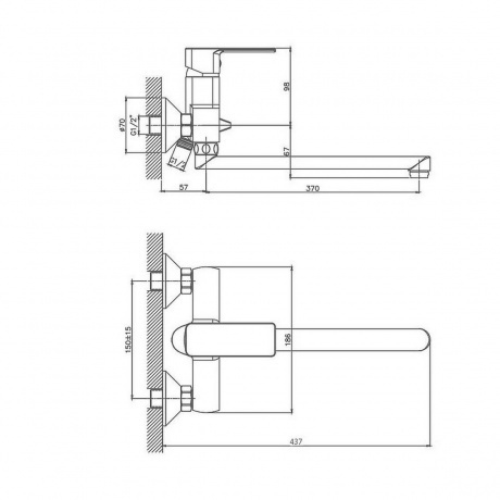 Смеситель для ванны Cron CN129 хром (CN22129) - фото 2