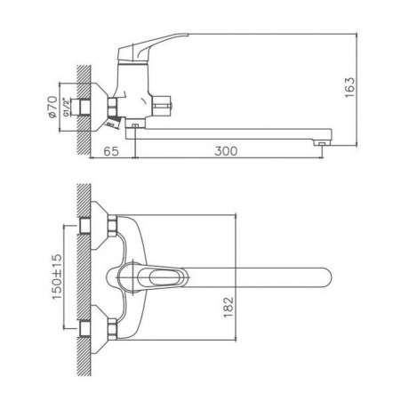 Смеситель для ванны Cron CN13 хром (CN2213) - фото 2